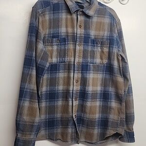 DKOTA Blue & Tan SZ XL Plaid Button-down Long Sleeve Comfy Cozy Casual Shirt